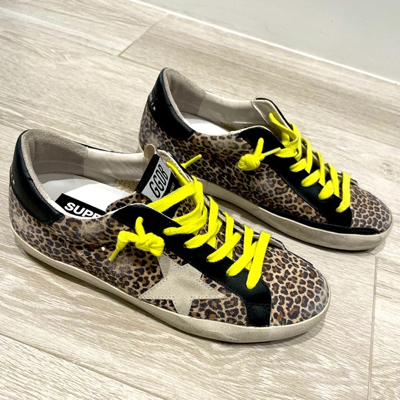 Golden Goose Leopard and Neon Sneakers Size 37 - Picture 1 of 8